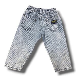 Vintage 80s OshKosh B'Gosh Hickory Stripe Railroad Workwear Jeans USA Made 2T